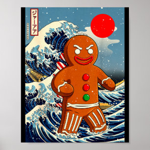 Gingerbread-zilla Vintage Japanische Kunst Lustige Poster