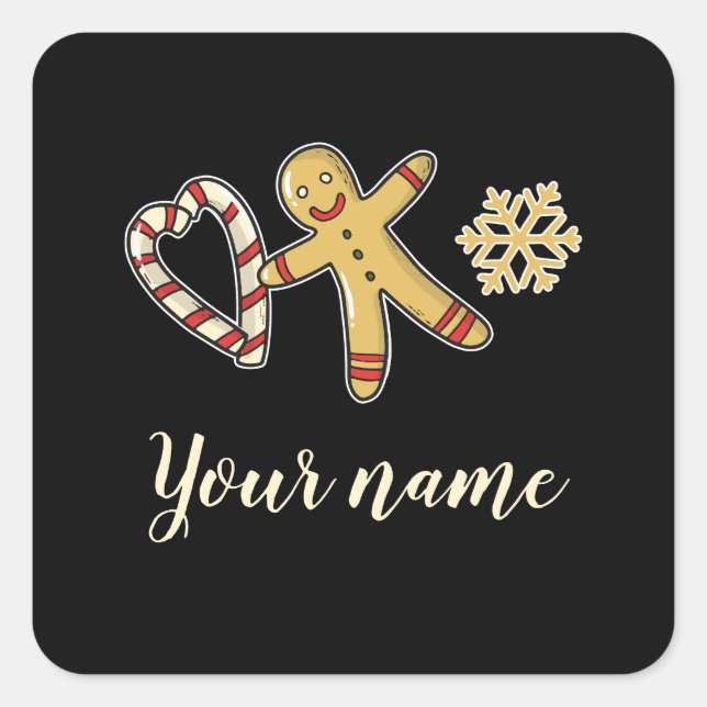 Gingerbreadman-Liebe Quadratischer Aufkleber (Vorderseite)