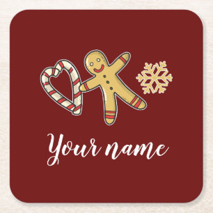 Gingerbreadman-Liebe Rechteckiger Pappuntersetzer