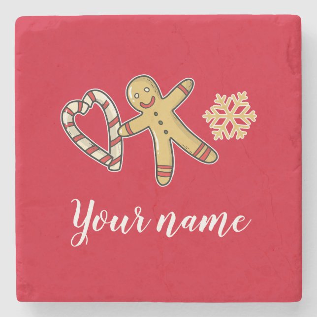 Gingerbreadman-Liebe Steinuntersetzer (Vorderseite)