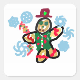 Gingerbreadmann-Tanz Quadratischer Aufkleber
