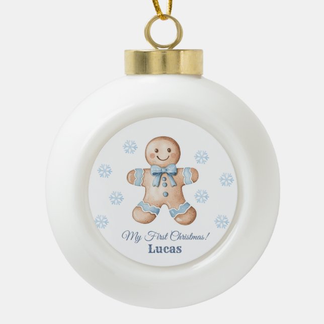 Gingerbrei 1. Weihnachten Keramik Kugel-Ornament (Vorderseite)