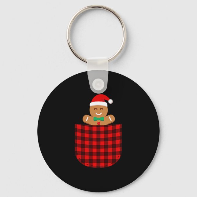 Gingerbrei Cookie Buffalo Red Kariert Cket Christm Schlüsselanhänger (Vorderseite)