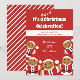 Gingerbrei Cookie Santa Red Virtual Christmas Einladung