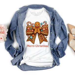 Gingerbrei Coquette Bow Weihnachtsfeiertag T-Shirt
