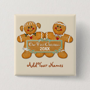 Gingerbrei Couple First Christmas Button