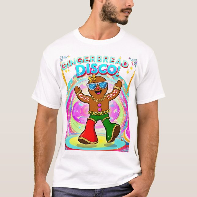 Gingerbrei Disco Party Retro Weihnachtsdesign T-Shirt (Vorderseite)