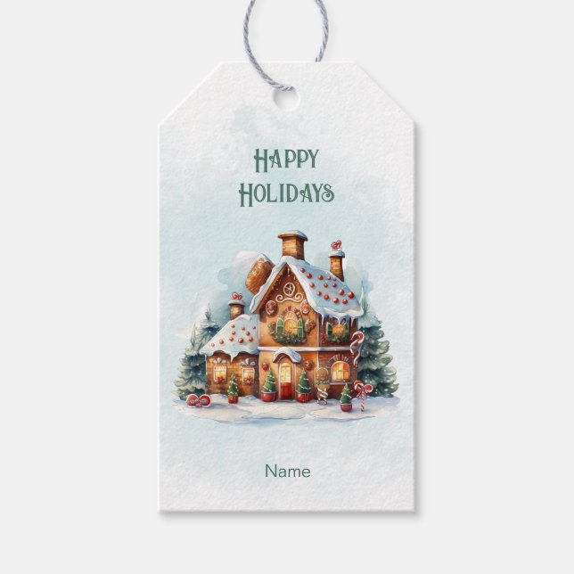 Gingerbrei House Weihnachtsfeiertag Geschenkanhänger (Vorderseite)