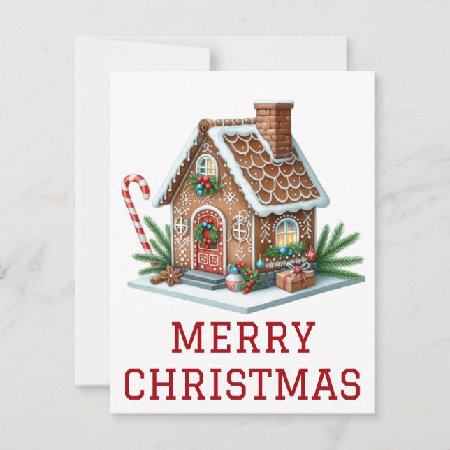 Gingerbrei House Weihnachtskarte Feiertagskarte (Vorderseite)