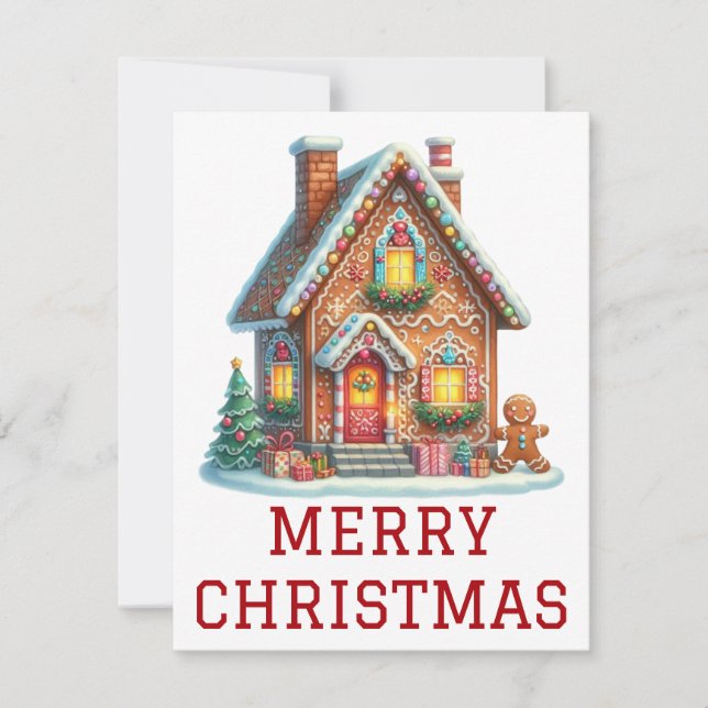 Gingerbrei House Weihnachtskarte Feiertagskarte (Vorderseite)