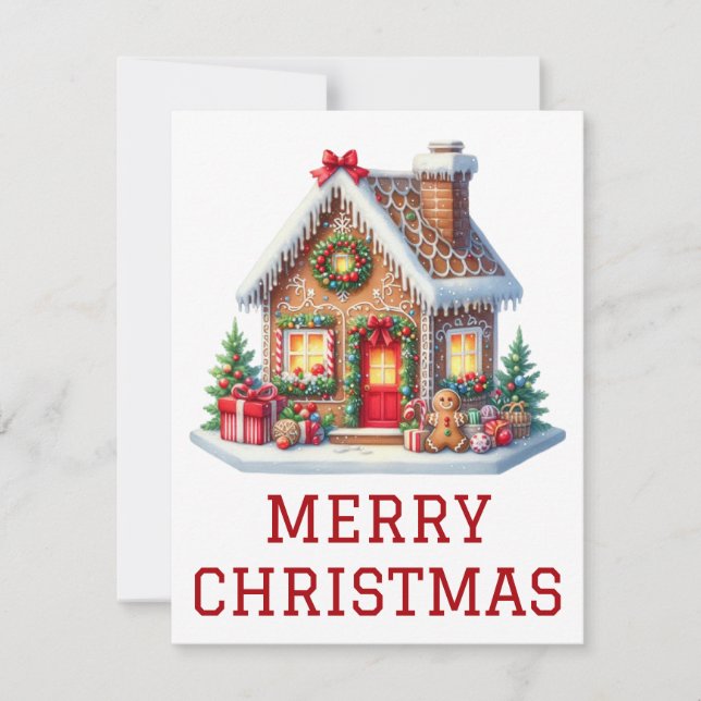 Gingerbrei House Weihnachtskarte Feiertagskarte (Vorderseite)