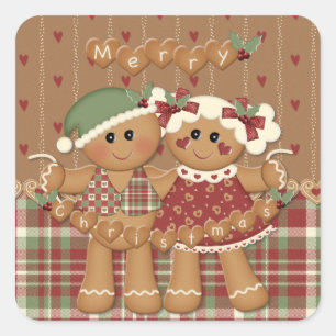 Gingerbrei Land Weihnachten Quadratischer Aufkleber
