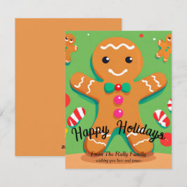 Gingerbrei Man Christmas Flat Holiday Card Feiertagskarte