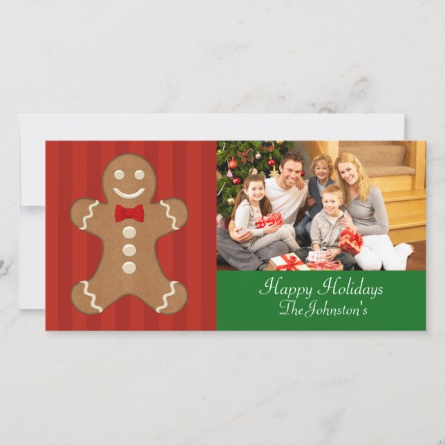 Gingerbrei Man Christmas Foto Cards Feiertagskarte (Vorderseite)