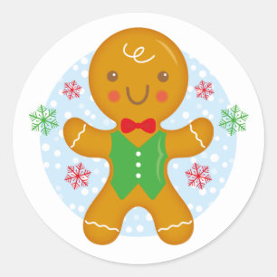 Gingerbrei Man Christmas Holiday Round Sticker