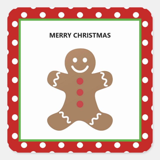 Gingerbrei Man Christmas Personalisiert Quadratischer Aufkleber (Vorderseite)