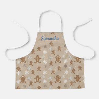 Gingerbrei Man Cookie Snowflake Holiday Kid Name Schürze