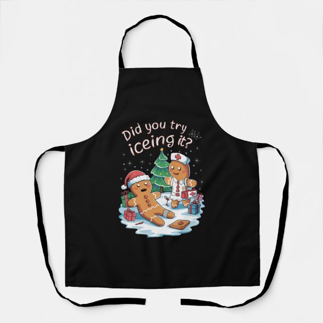 Gingerbrei Man Cookie Ugly Sweater Oh Snap Xmas Schürze (Vorderseite)
