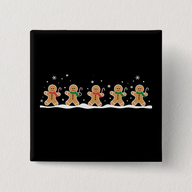 Gingerbrei Man Niedlich Weihnachtsbaker Button (Vorderseite)