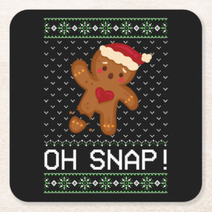 Gingerbrei Man Oh Snap Weihnachten Rechteckiger Pappuntersetzer