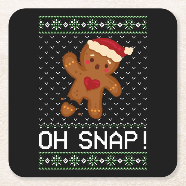 Gingerbrei Man Oh Snap Weihnachten Rechteckiger Pappuntersetzer (Vorderseite)