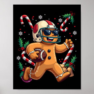 Gingerbrei Man spielt Fußball Weihnachten Weihnach Poster