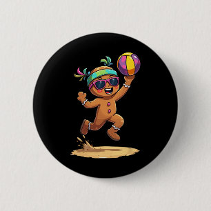 Gingerbrei Man spielt Volleyball Weihnachten Weihn Button