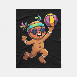 Gingerbrei Man spielt Volleyball Weihnachten Weihn Fleecedecke