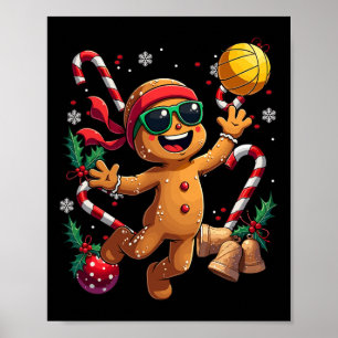 Gingerbrei Man spielt Volleyball Weihnachten Weihn Poster