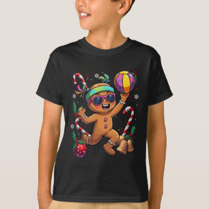 Gingerbrei Man spielt Volleyball Weihnachten Weihn T-Shirt