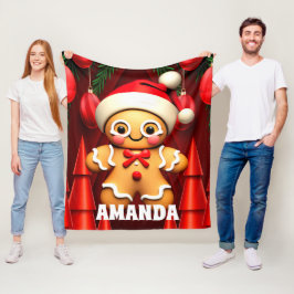 Gingerbrei Mann Weihnachten Personalisierte Kinder Fleecedecke