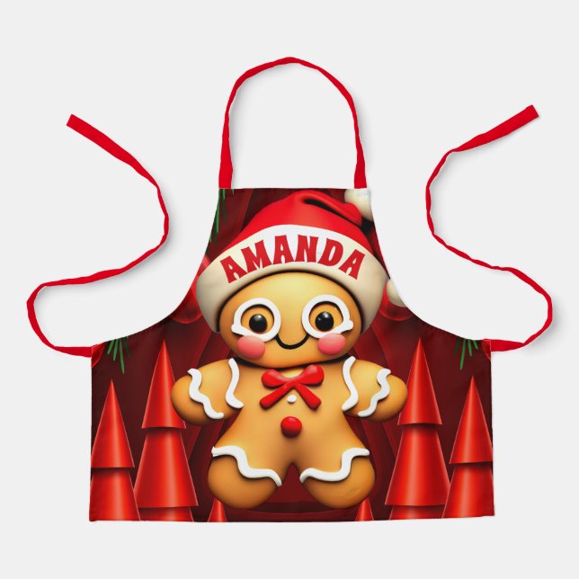 Gingerbrei Mann Weihnachten Personalisierte Kinder Schürze (Vorderseite)