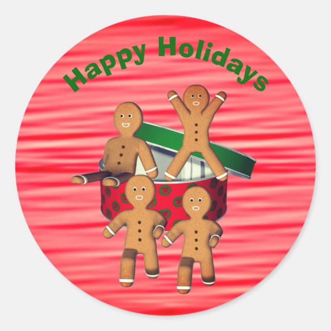 Gingerbrei Men Christmas Holiday Runder Aufkleber (Vorderseite)