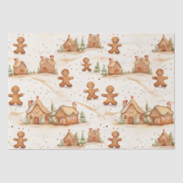 Gingerbrei Men Houses Weihnachtszettel Seidenpapier