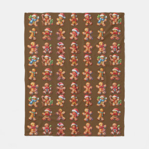 Gingerbrei Men zu Weihnachten auf Rich Dark Brown Fleecedecke