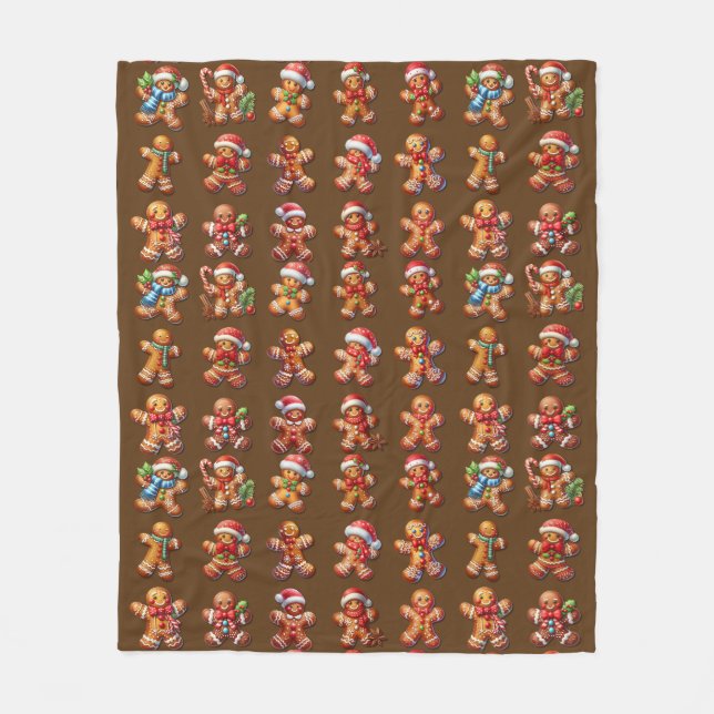 Gingerbrei Men zu Weihnachten auf Rich Dark Brown Fleecedecke (Vorderseite)