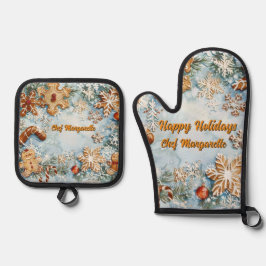 Gingerbrei Personalisiert Holiday Koch Ofenhandschuh & Topflappen-Set