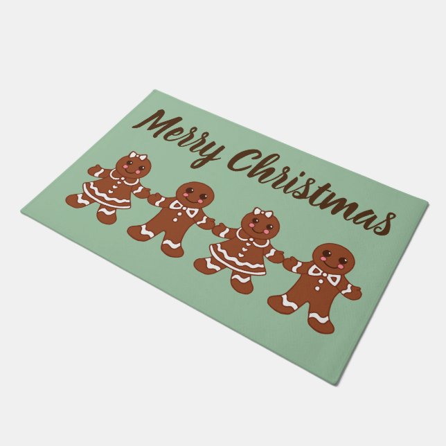 Gingerbrei Weihnachten Weihnachtsgeschenk Fußmatte (Schrägansicht)