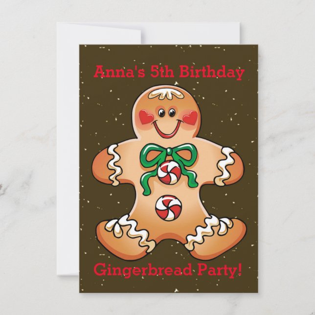Gingerbrei Weihnachtsfeiertage Party Einladungen (Vorderseite)