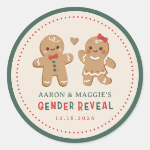 Gingerbrei Weihnachtsgeschlecht offenbart Gefallen Runder Aufkleber