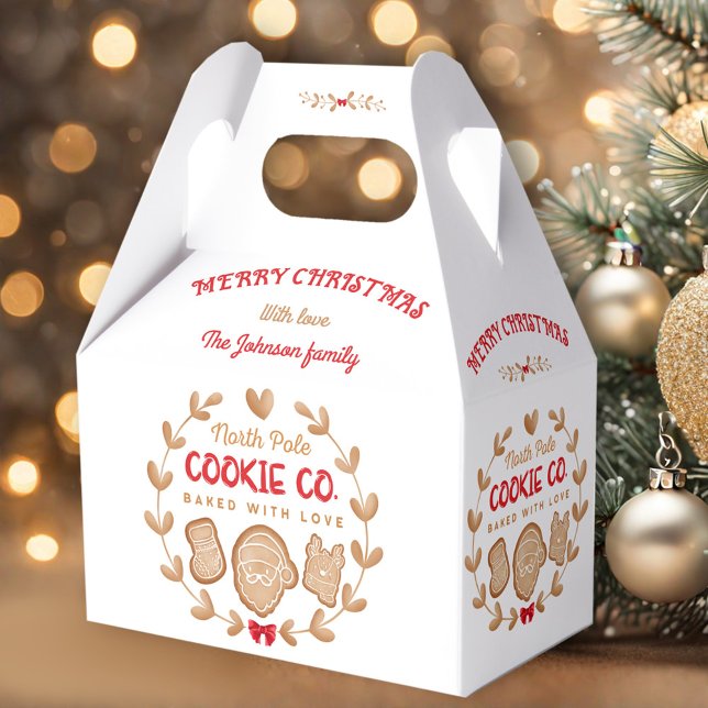 Gingerbrei Weihnachtskost Austausch Roter Name Geschenkschachtel (Gingerbread Christmas Cookies Exchange Red Name Favor Box)