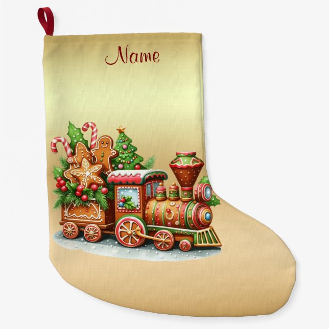 Gingerbrei Zug Weihnachtsfeiertag Strumpf Großer Weihnachtsstrumpf (Vorderseite)