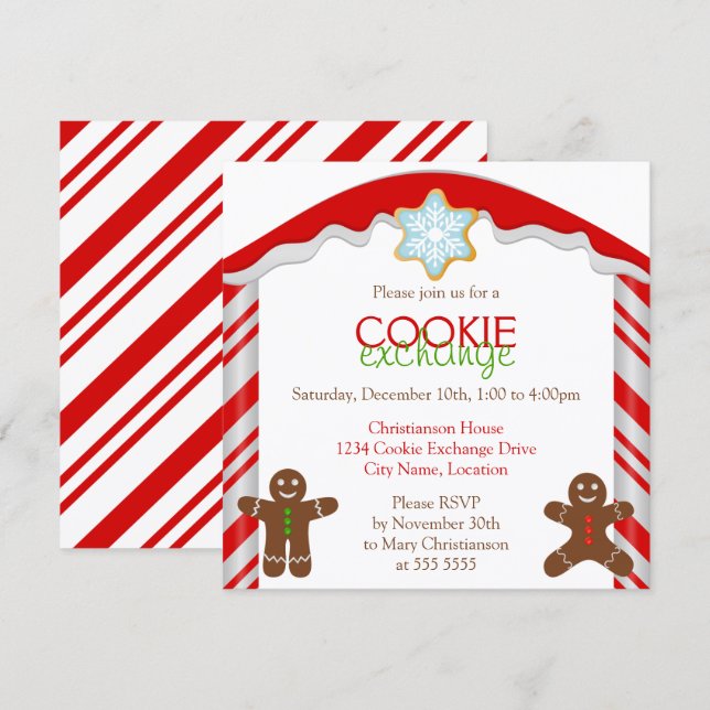 Gingerbrett Cookie Exchange-Party Einladung (Vorne/Hinten)