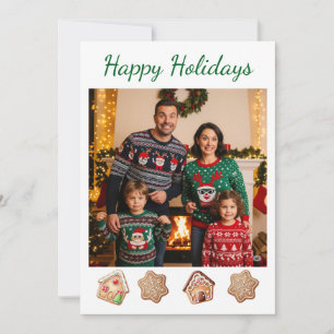 Gingerbrett Easy Custom Family Foto DIY Holiday Feiertagskarte