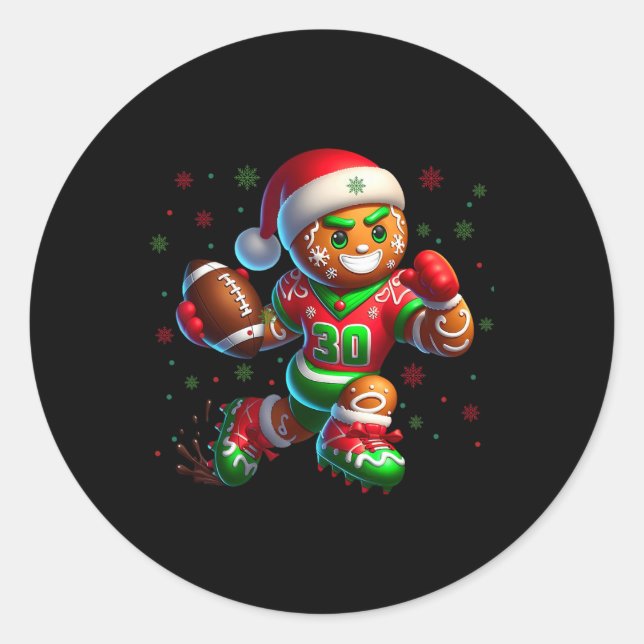 Gingerbrett Fußball Weihnachtsdesign Spaß Urlaub Runder Aufkleber (Vorderseite)