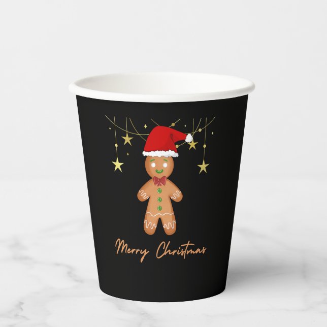 Gingerbrett Grüße Weihnachten Pappbecher (Vorderseite)