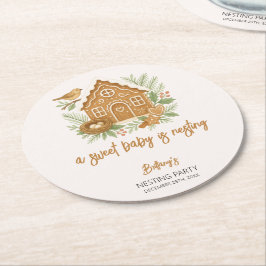 Gingerbrett Hütte Winter Nesting Baby Dusche Runder Pappuntersetzer