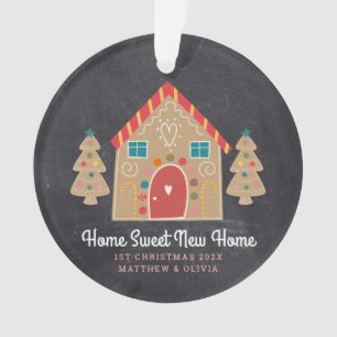 Gingerbrett Neue Zuhause Chalkboard Holiday Custom Ornament