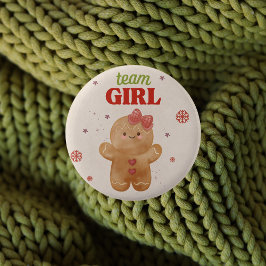 Gingerbrett Weihnachtsgeschlechtsbericht Team Girl Button