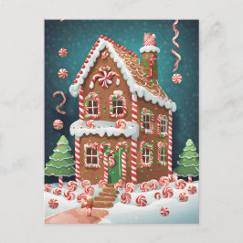 Gingerbrett Weihnachtshaus, Postkreuz Postkarte